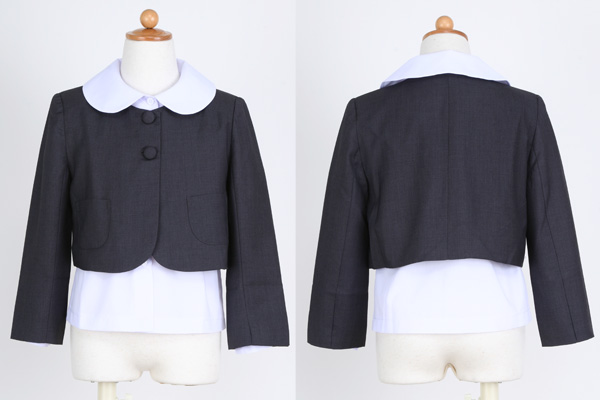 商品入れ替えのためSALE! グレー 日本製 お子様用ボレロ上着 両サイド