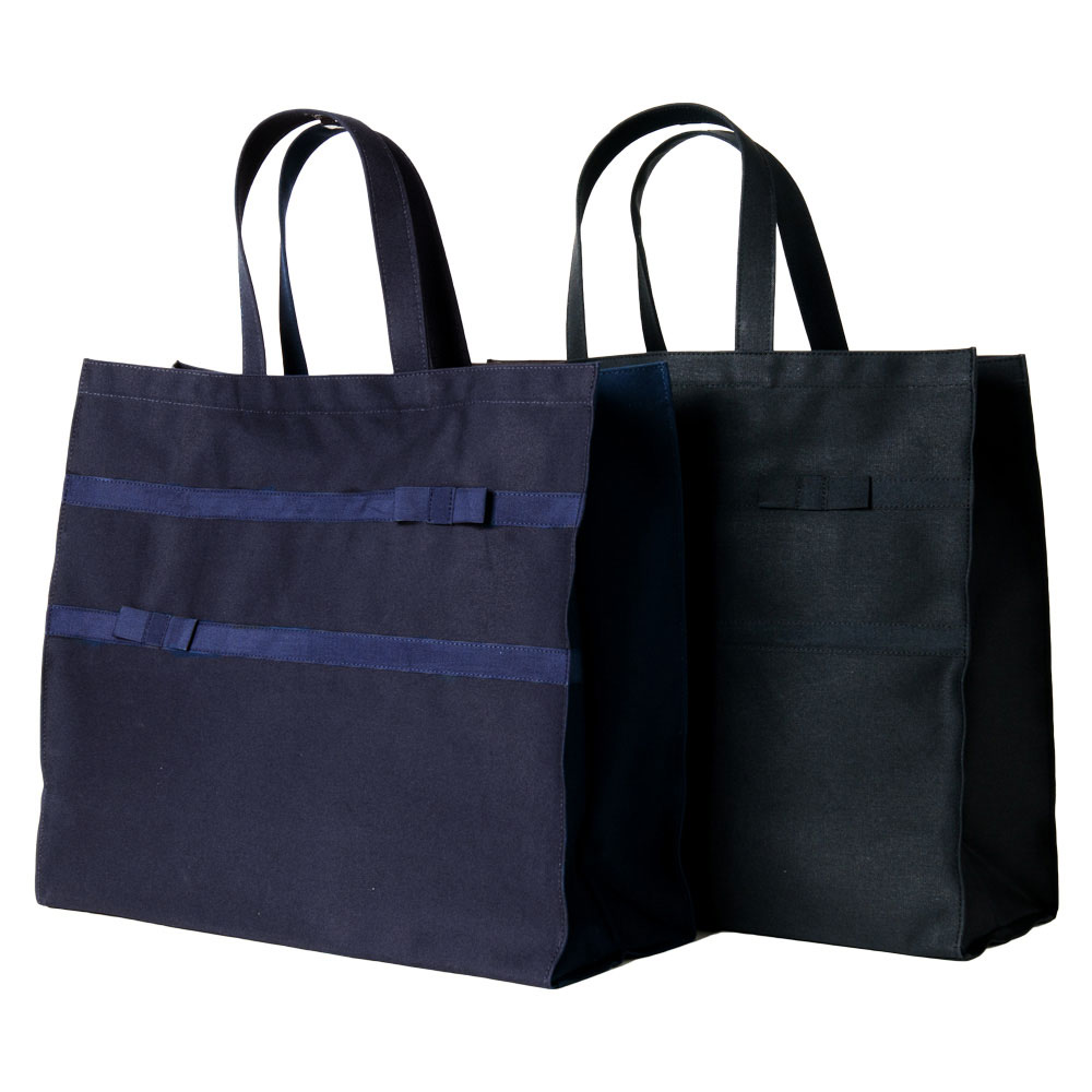 国立受験用 バッグ 完全日本製  A3サイズ  横型 完全自立型リボンサブバッグ 紺  黒  お受験バッグのハッピークローバー