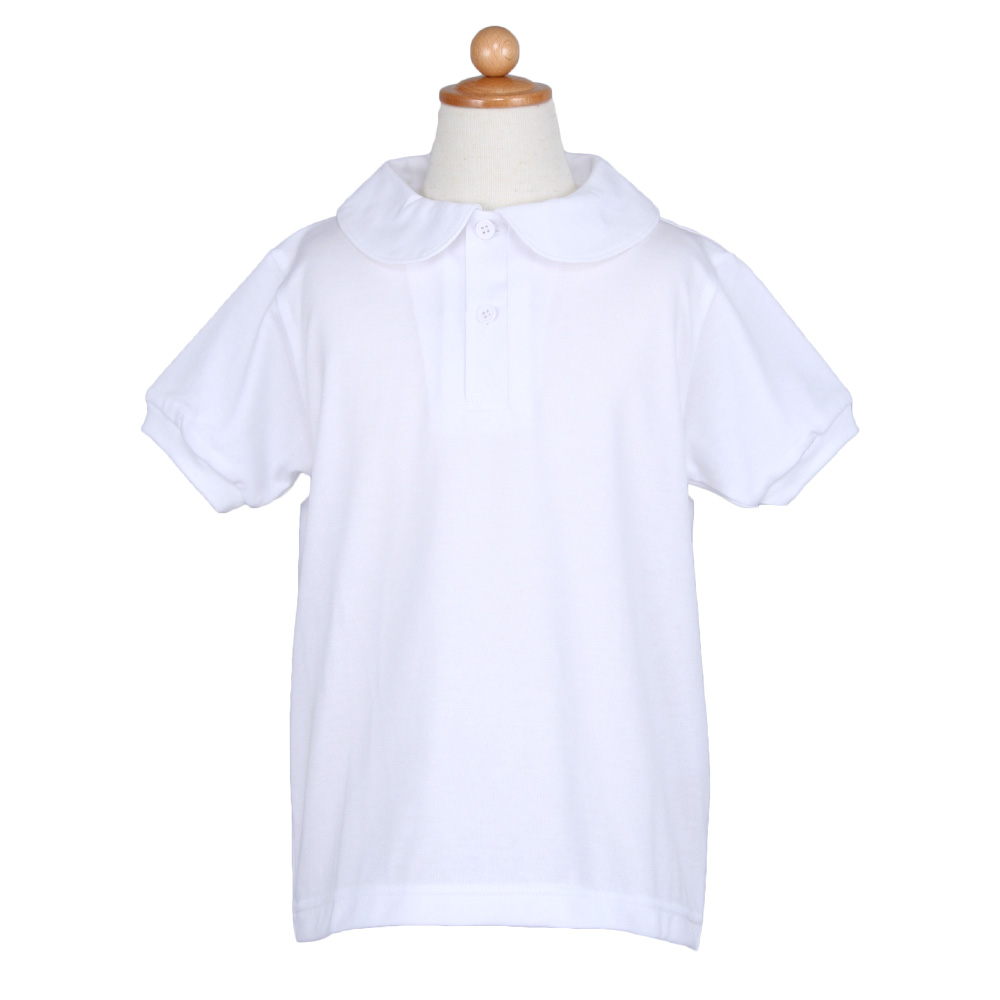 お受験のためにつくられたポロシャツ  日本製 TOYOBO　天竺生地ニット　丸衿半袖ポロシャツ　90〜130サイズ
