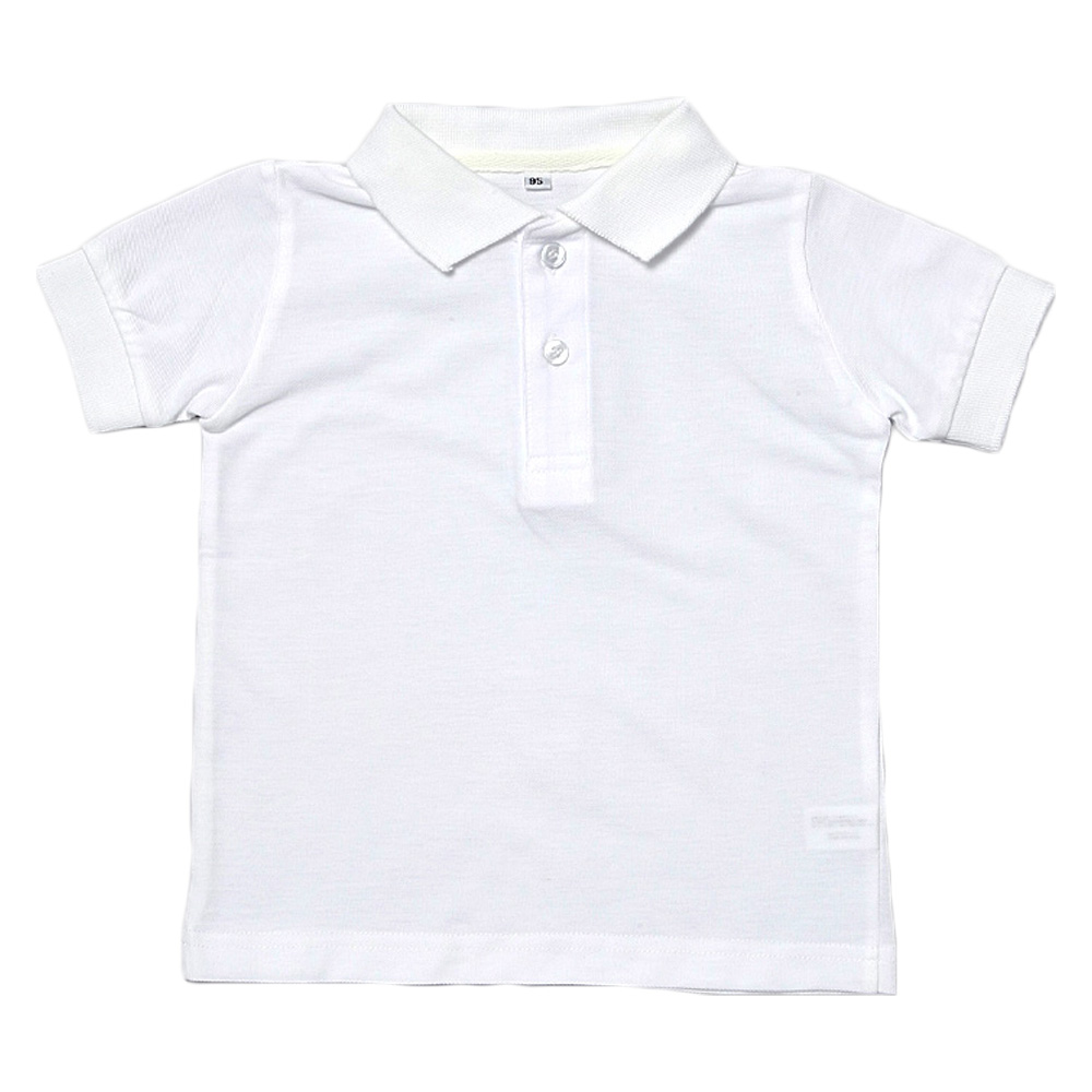 幼稚園受験用 半袖かのこポロシャツ【白】<br>【90・95サイズ】お着替えしやすいストレッチ素材衿