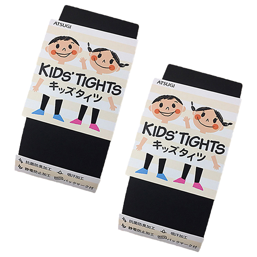 2枚セット アツギ キッズタイツ 80デニール 黒 日本製 KIDS' TIGHTS 3