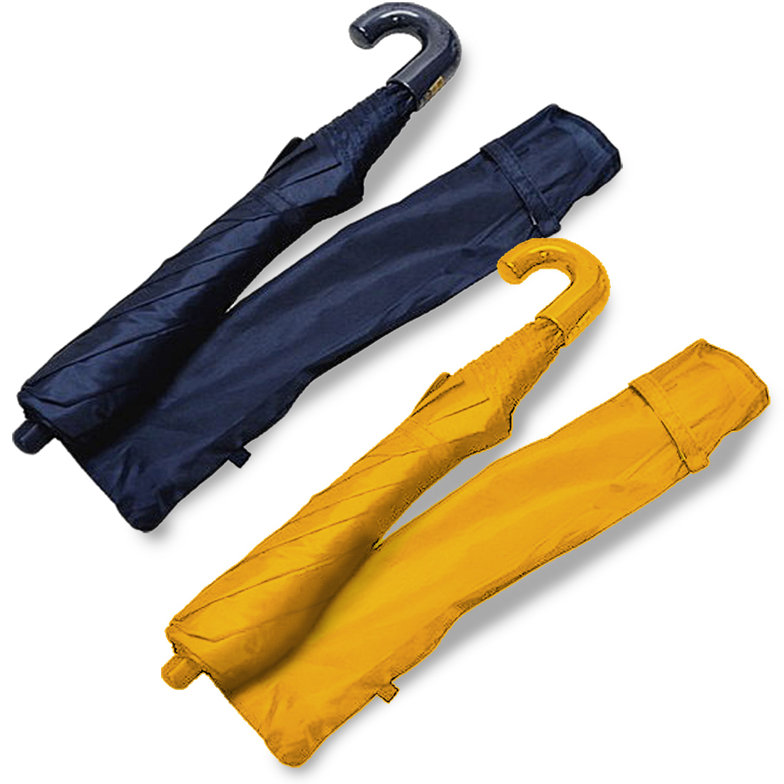 お子様用　手をはさまない安全ろくろトップレス折りたたみ子供傘 お子様がたたむの簡単 50cm 紺色 黄色 安全軽量・無地学童傘
